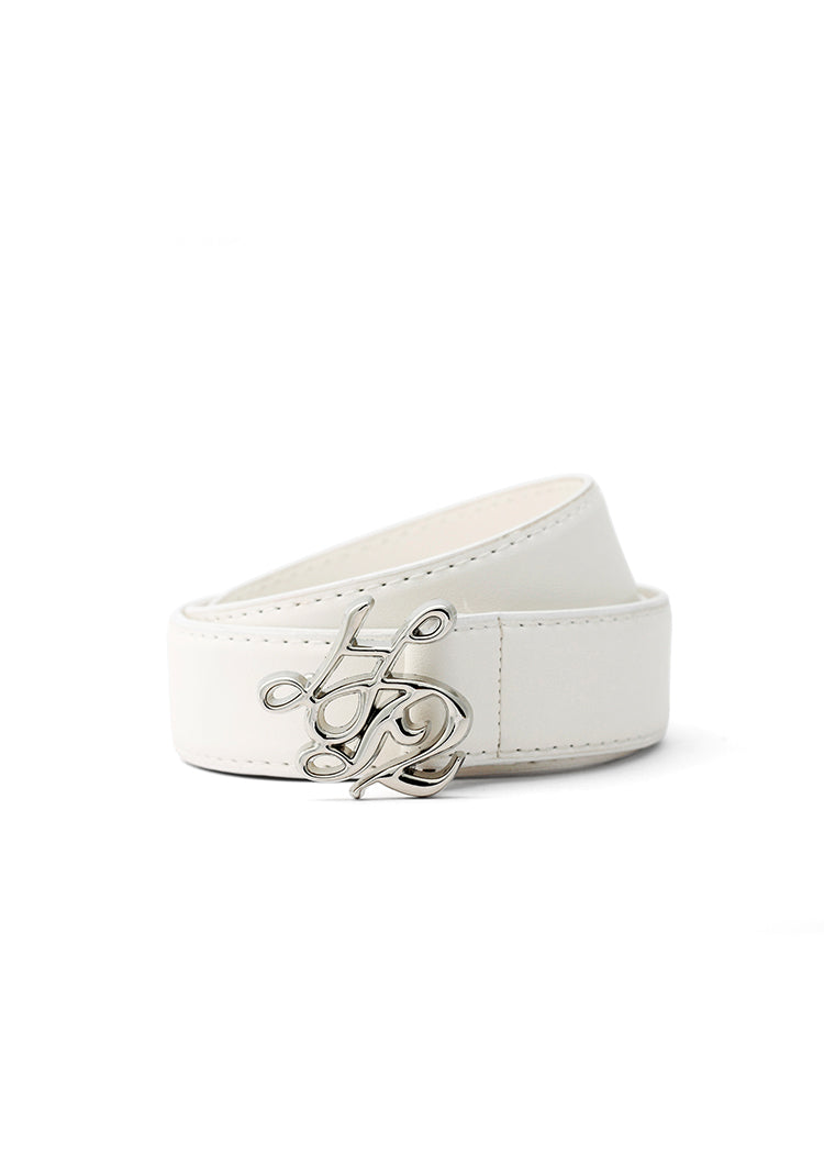 Logo Buckle Faux Leather Belt