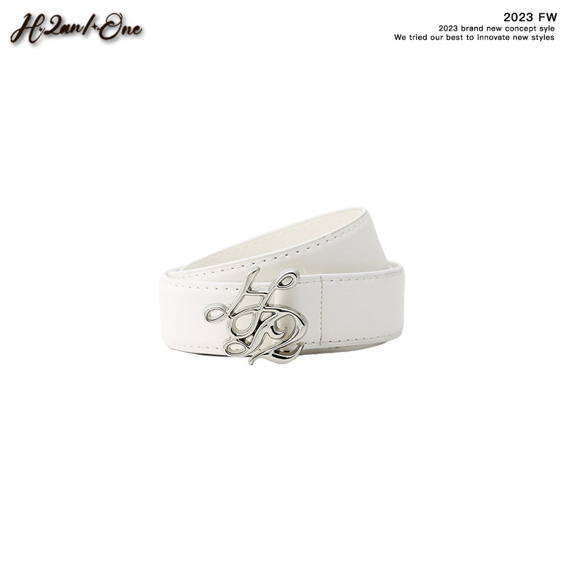 Logo Buckle Faux Leather Belt