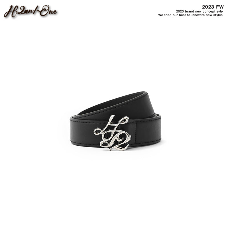 Logo Buckle Faux Leather Belt