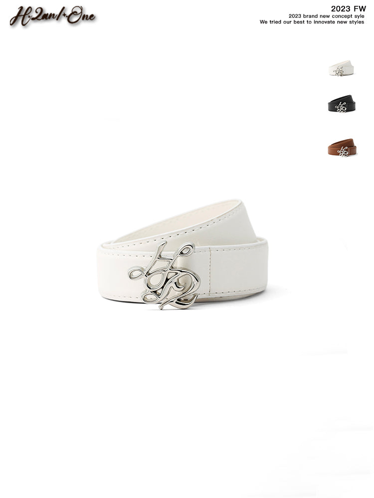 Logo Buckle Faux Leather Belt