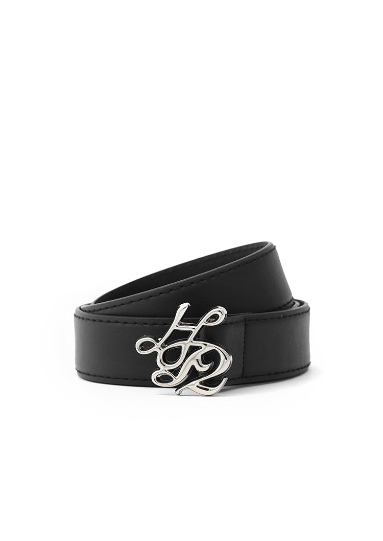 Logo Buckle Faux Leather Belt