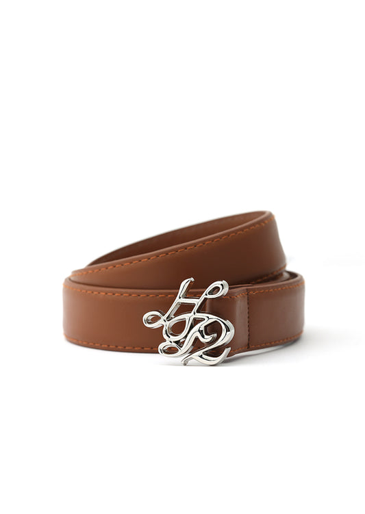 Logo Buckle Faux Leather Belt