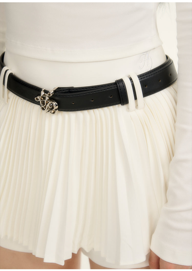 Logo Buckle Faux Leather Belt