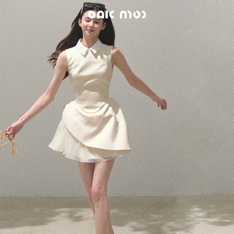 Sleeveless Structured Dress With Removable Collar