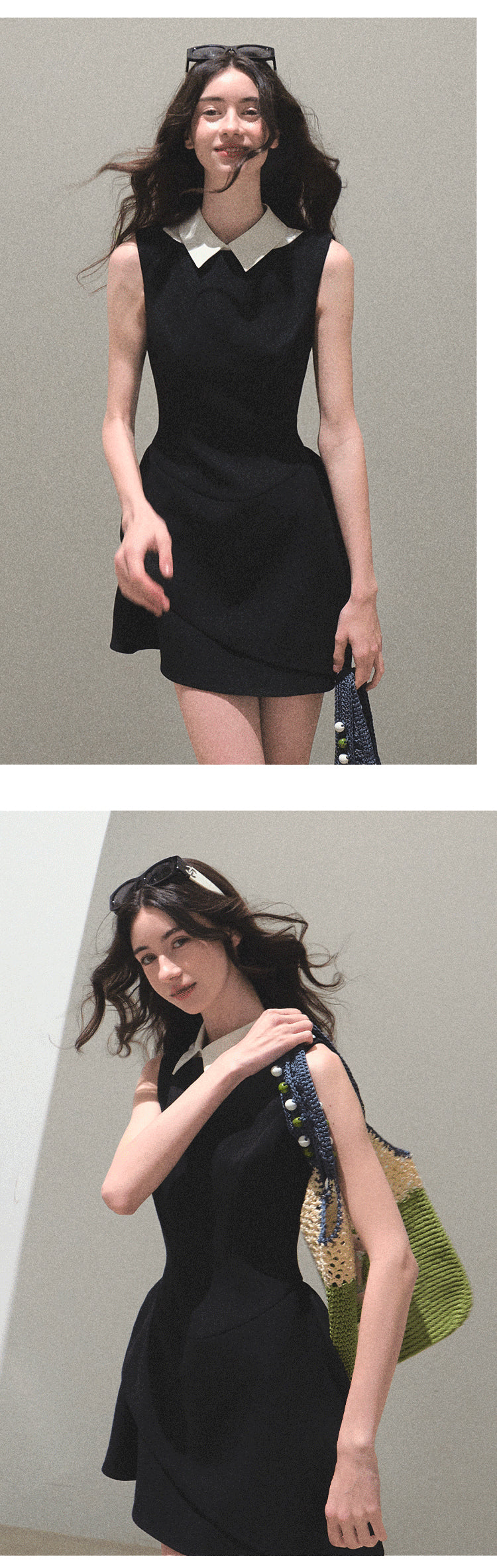 Sleeveless Structured Dress With Removable Collar