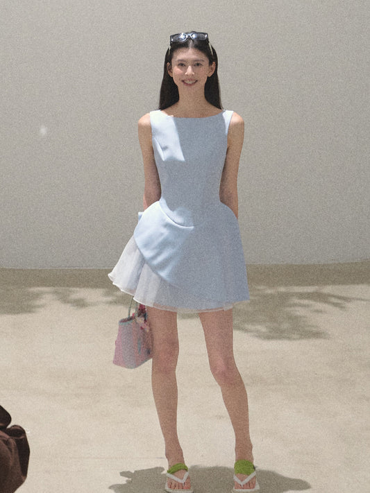 Sleeveless Structured Dress With Removable Collar