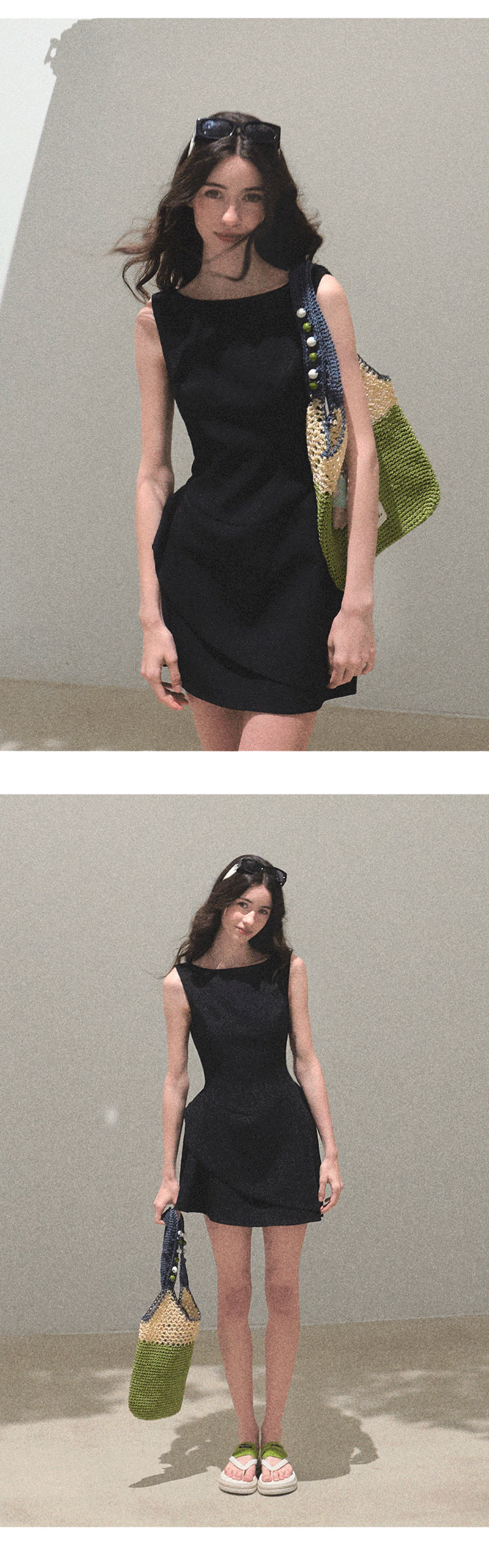 Sleeveless Structured Dress With Removable Collar
