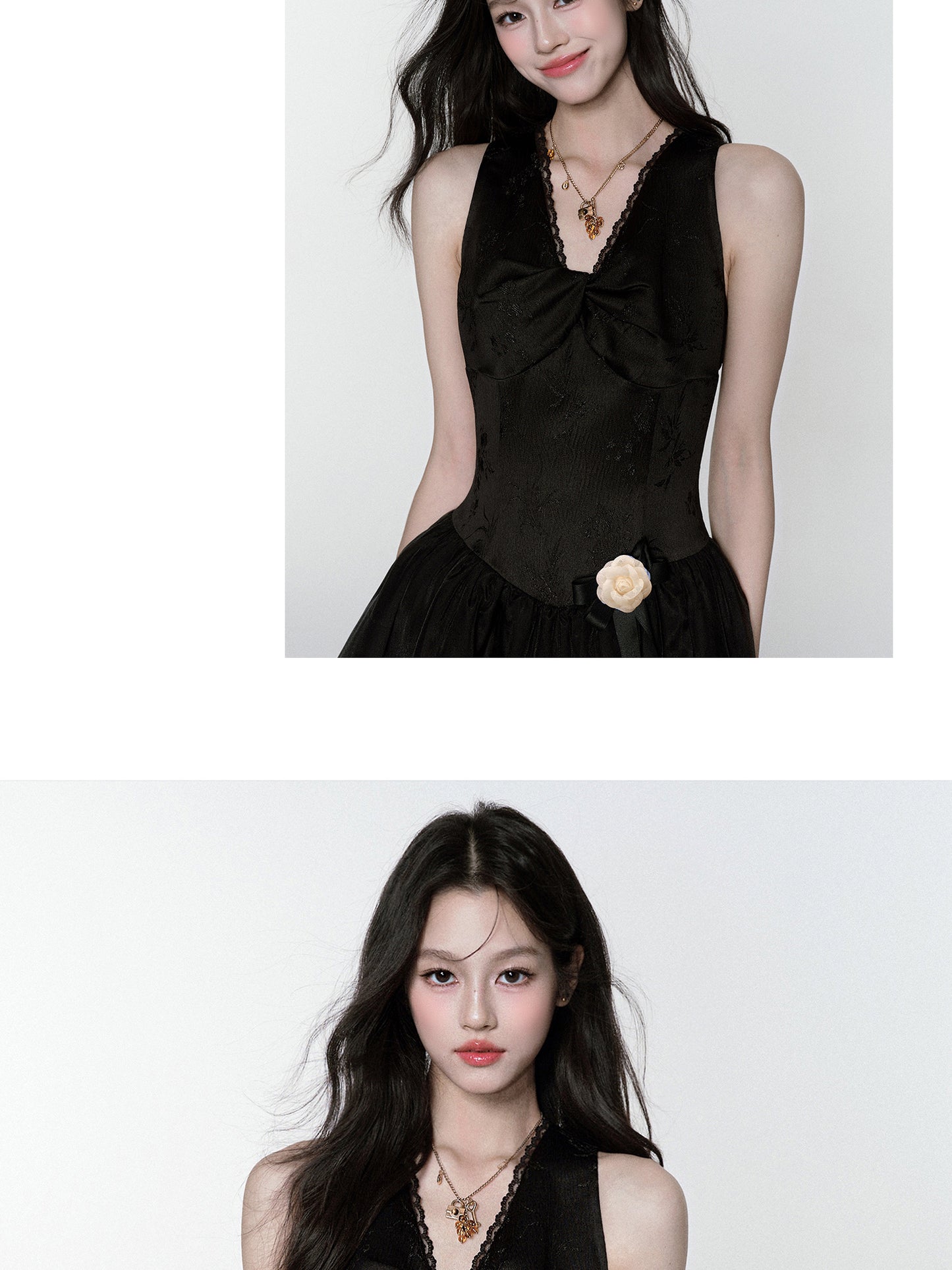 Twist-Front Sheen V-Neck Dress