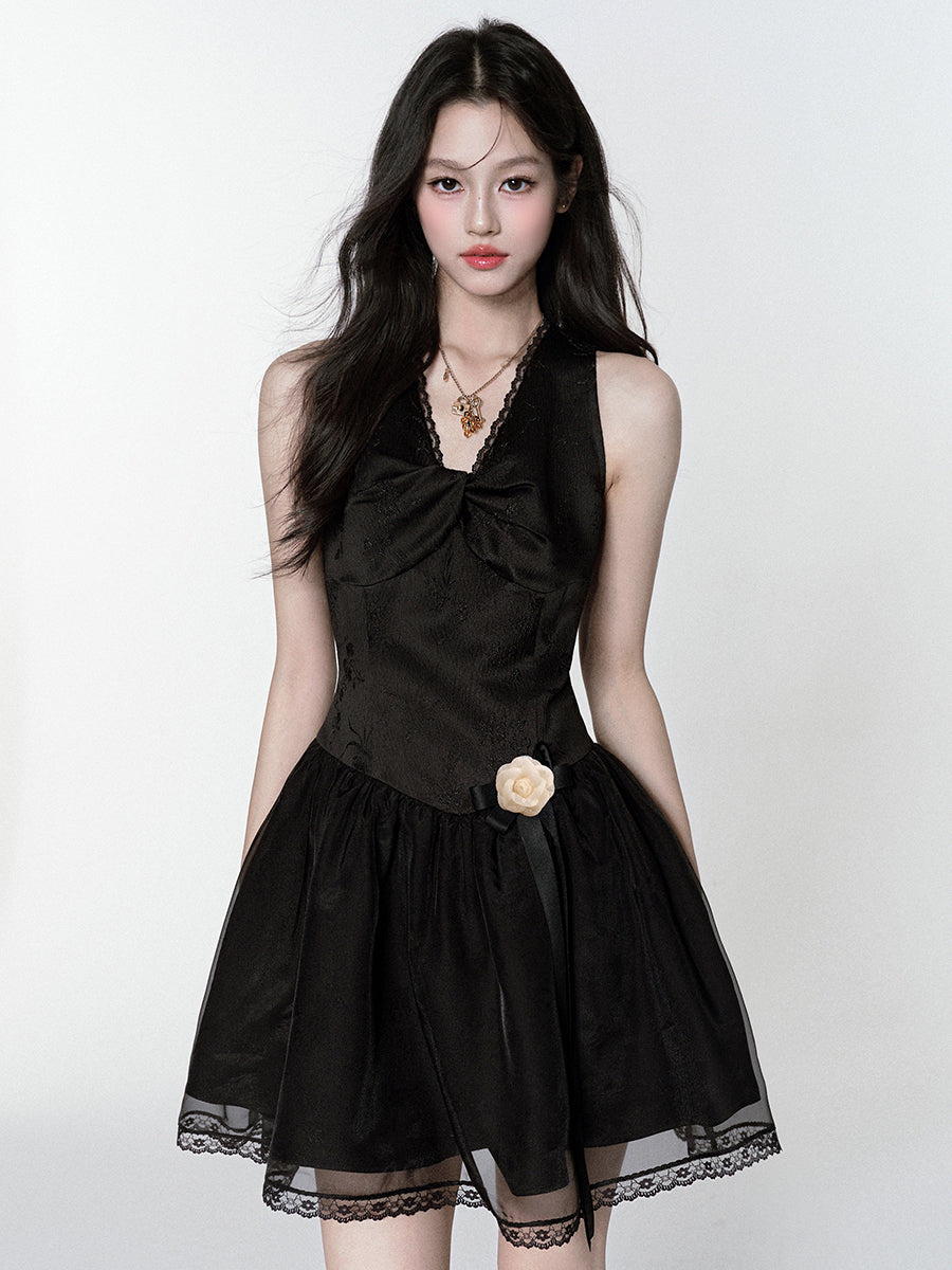 Twist-Front Sheen V-Neck Dress
