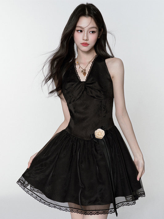 Twist-Front Sheen V-Neck Dress