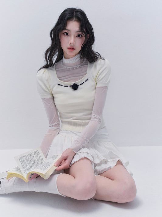 Versatile Sheer Turtleneck Mesh Top