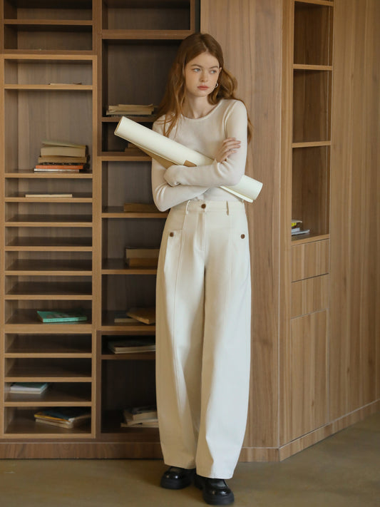 Center-Seam High-Waist Casual Pants