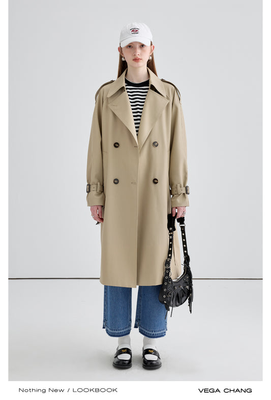 Classic Double-Breast Belted Trench Coat