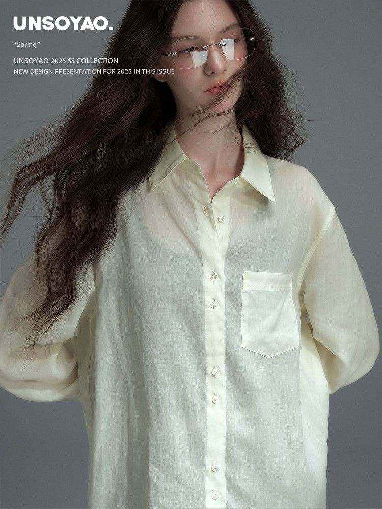 Stripe-Textured Sun Protection Shirt