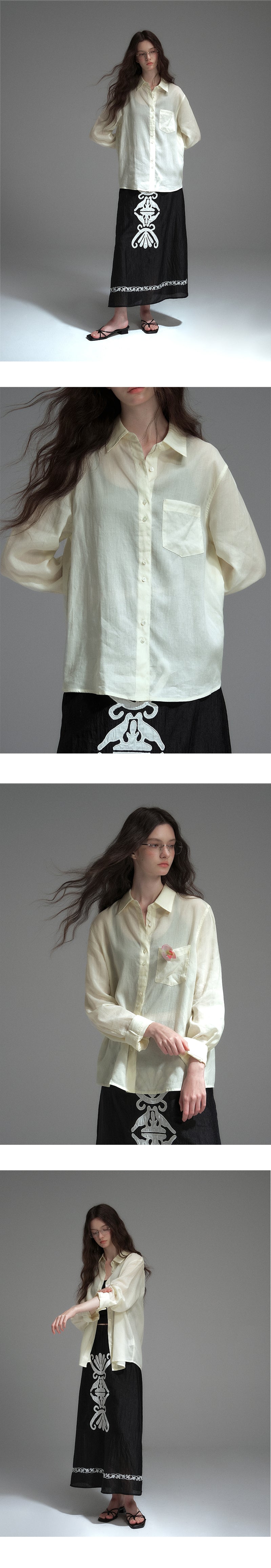 Stripe-Textured Sun Protection Shirt