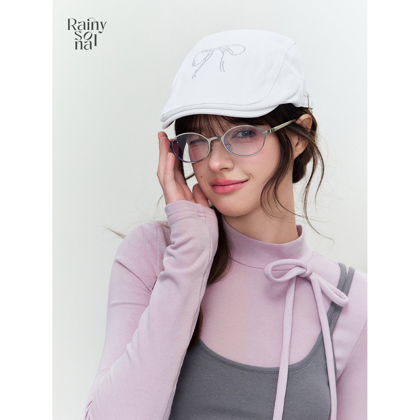 High Neck Layered-Look Top With Ruffled Hem