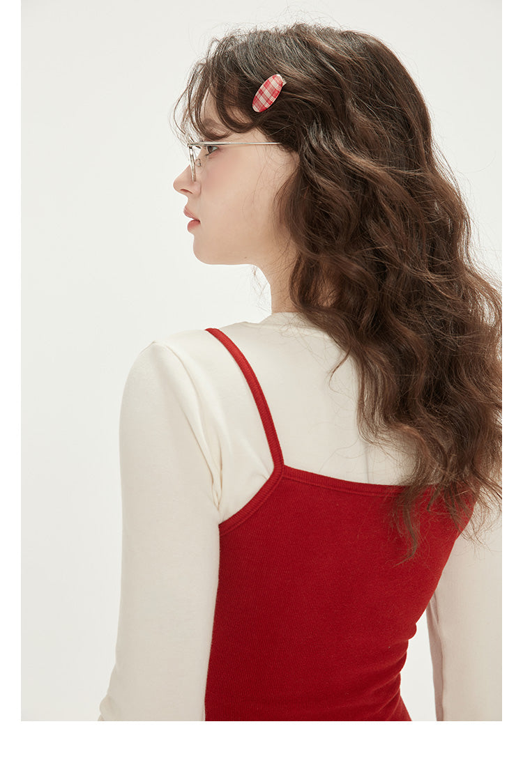Ruffle Hem T-Shirt And Matching Tomato Camisole