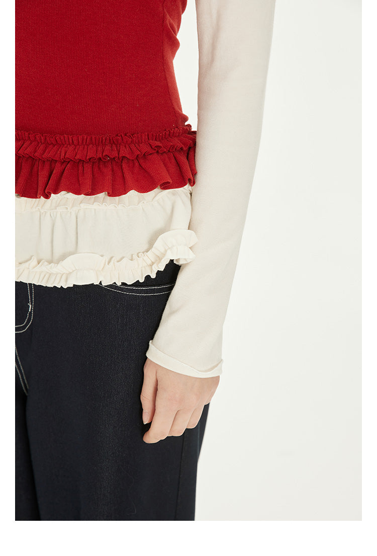 Ruffle Hem T-Shirt And Matching Tomato Camisole