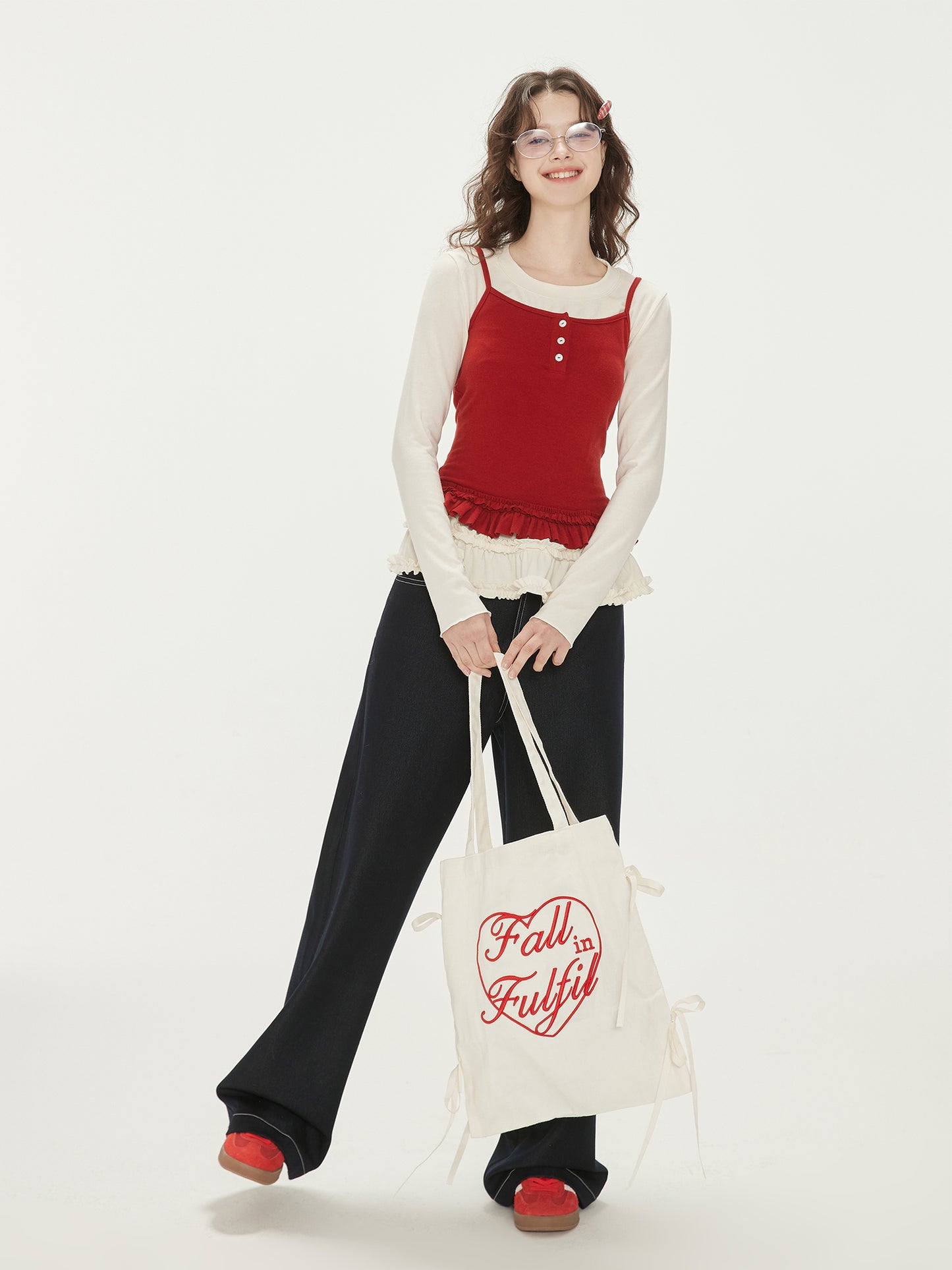 Ruffle Hem T-Shirt And Matching Tomato Camisole