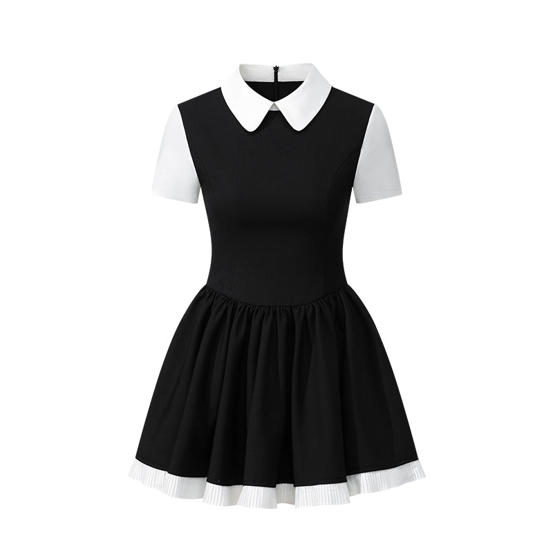 Faux-Layered White Shirt All-In-One Dress