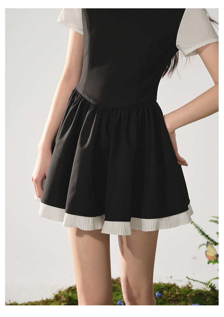 Faux-Layered White Shirt All-In-One Dress