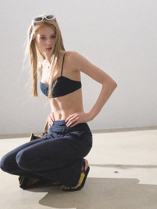 Embroidered Bra Top & Low-Rise Matching Pants