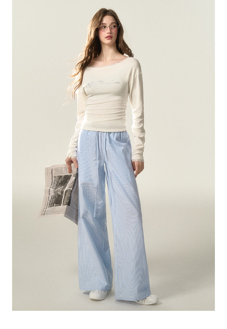 Off-Shoulder Lace-Trimmed Fitted Top