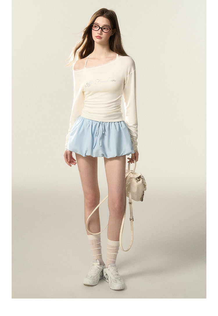 Off-Shoulder Lace-Trimmed Fitted Top