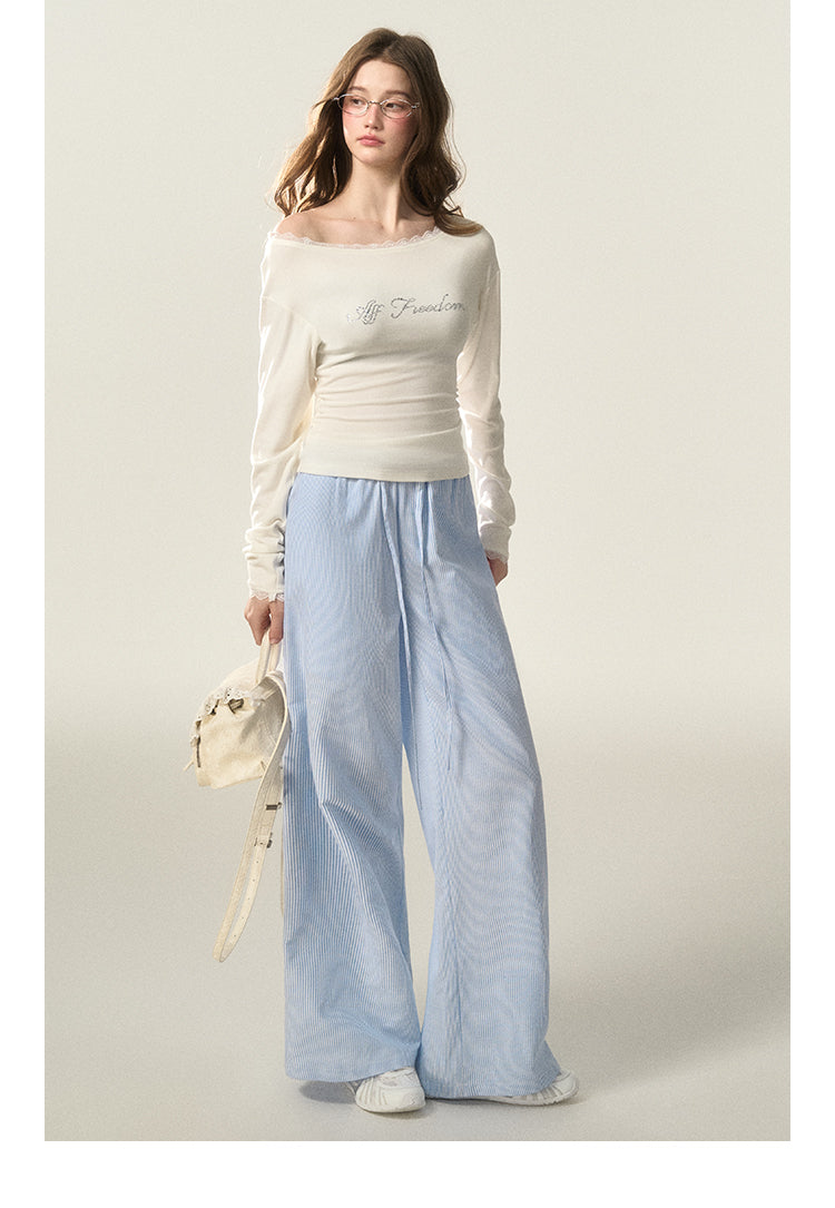 Off-Shoulder Lace-Trimmed Fitted Top