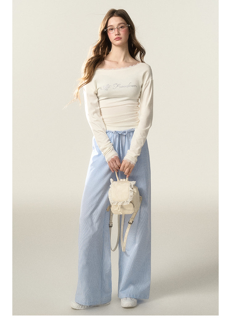 Off-Shoulder Lace-Trimmed Fitted Top