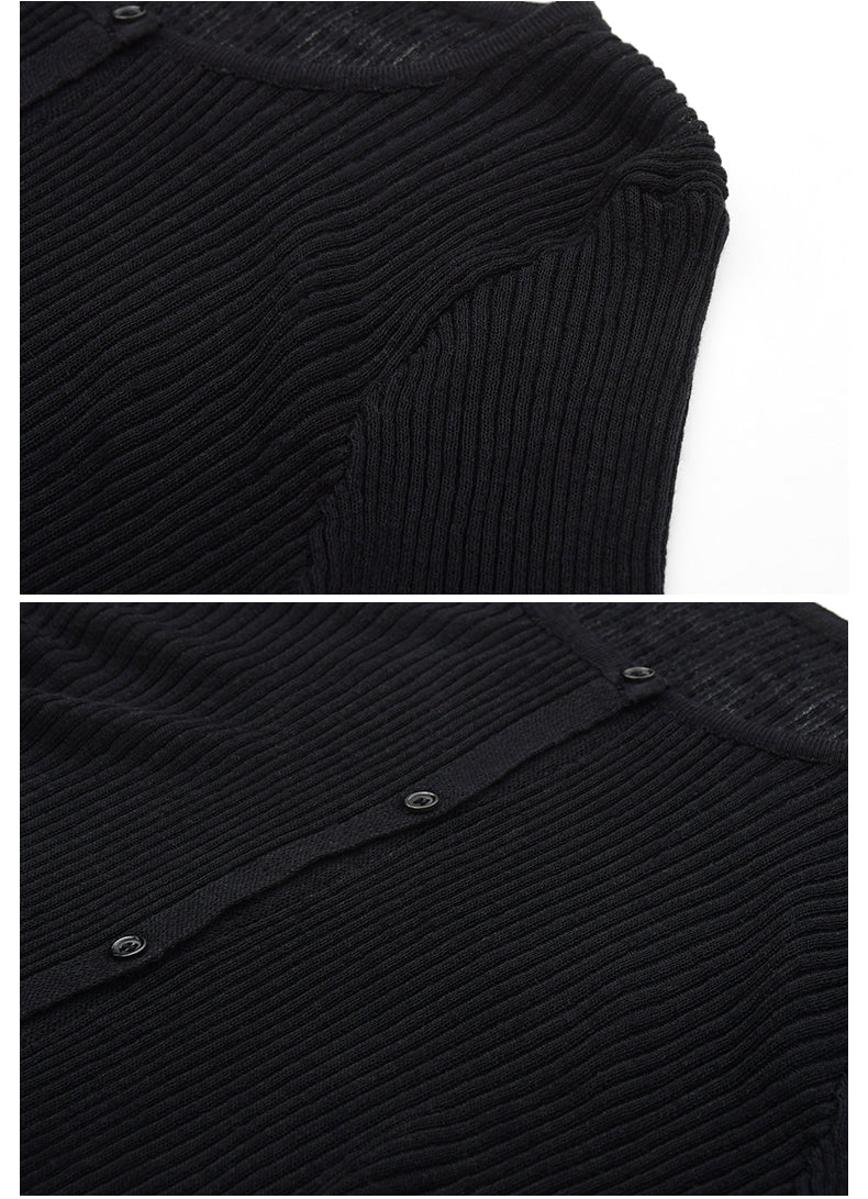 Lettuce-Edge Cardigan & Dotted Camisole Set