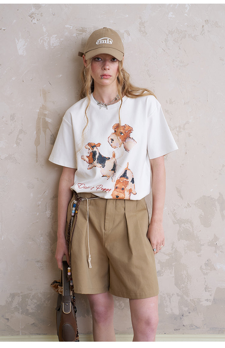 Tuck Shorts With Beaded Tie Belt