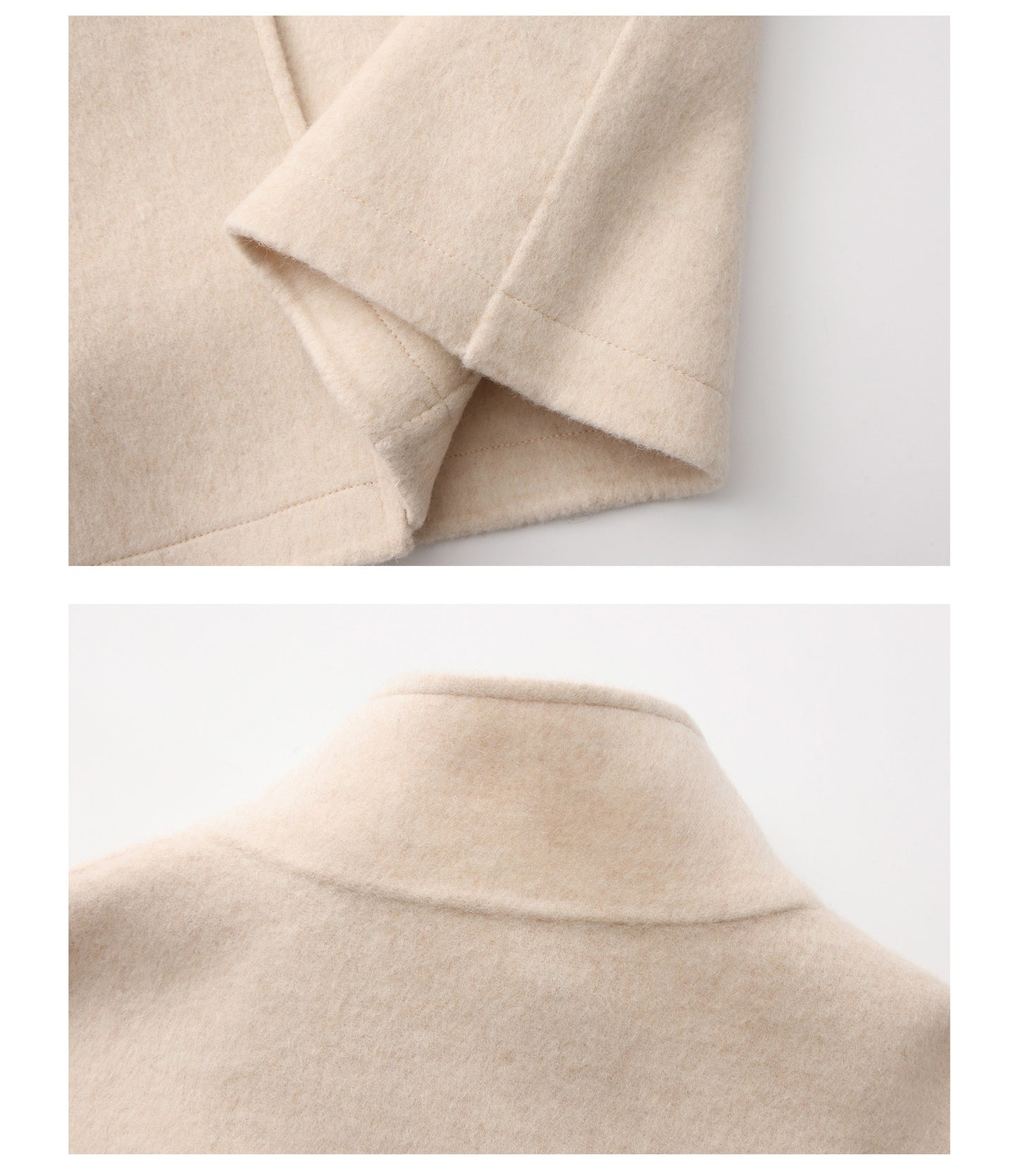 Double-Faced Alpaca Blend Wool Short Coat