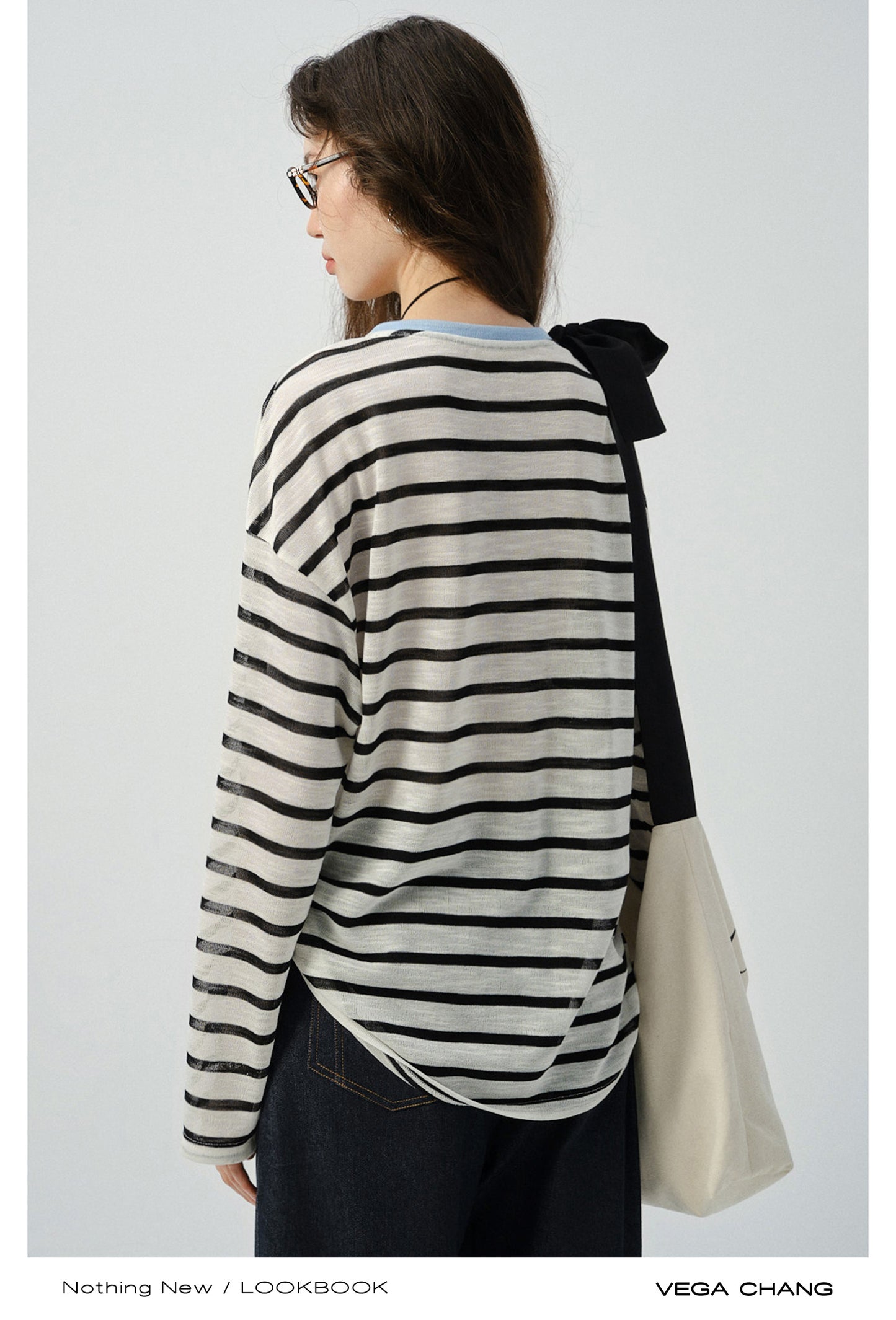 V-Neck Lightweight Knit T-Shirt In Stripes Or Plain