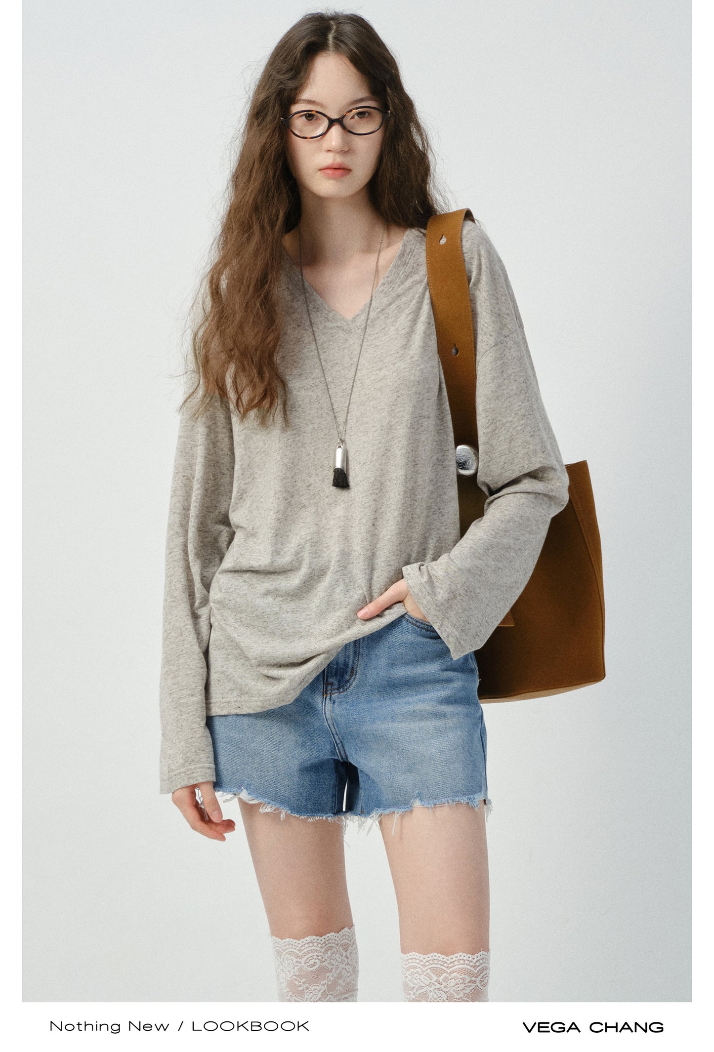 V-Neck Lightweight Knit T-Shirt In Stripes Or Plain