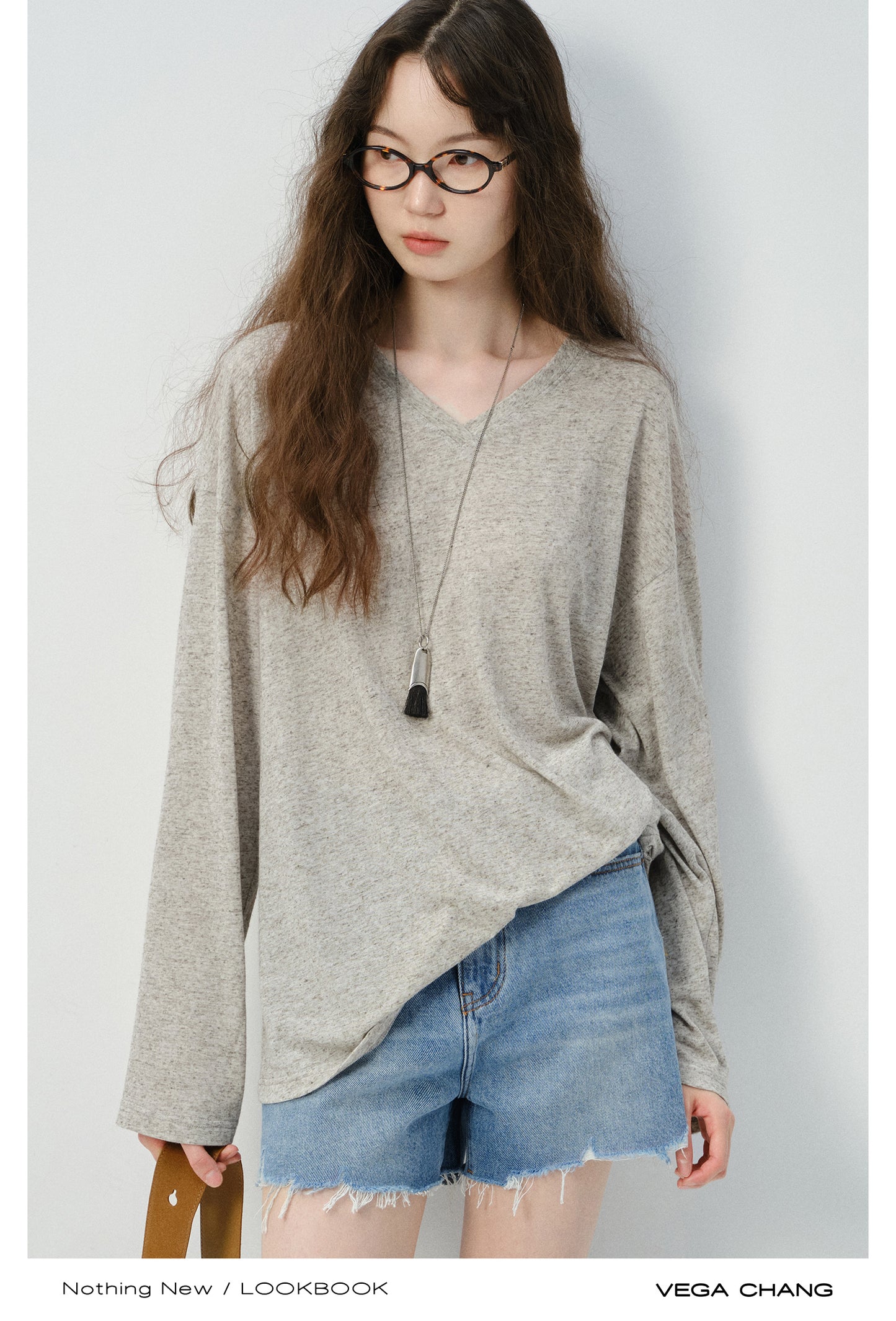 V-Neck Lightweight Knit T-Shirt In Stripes Or Plain