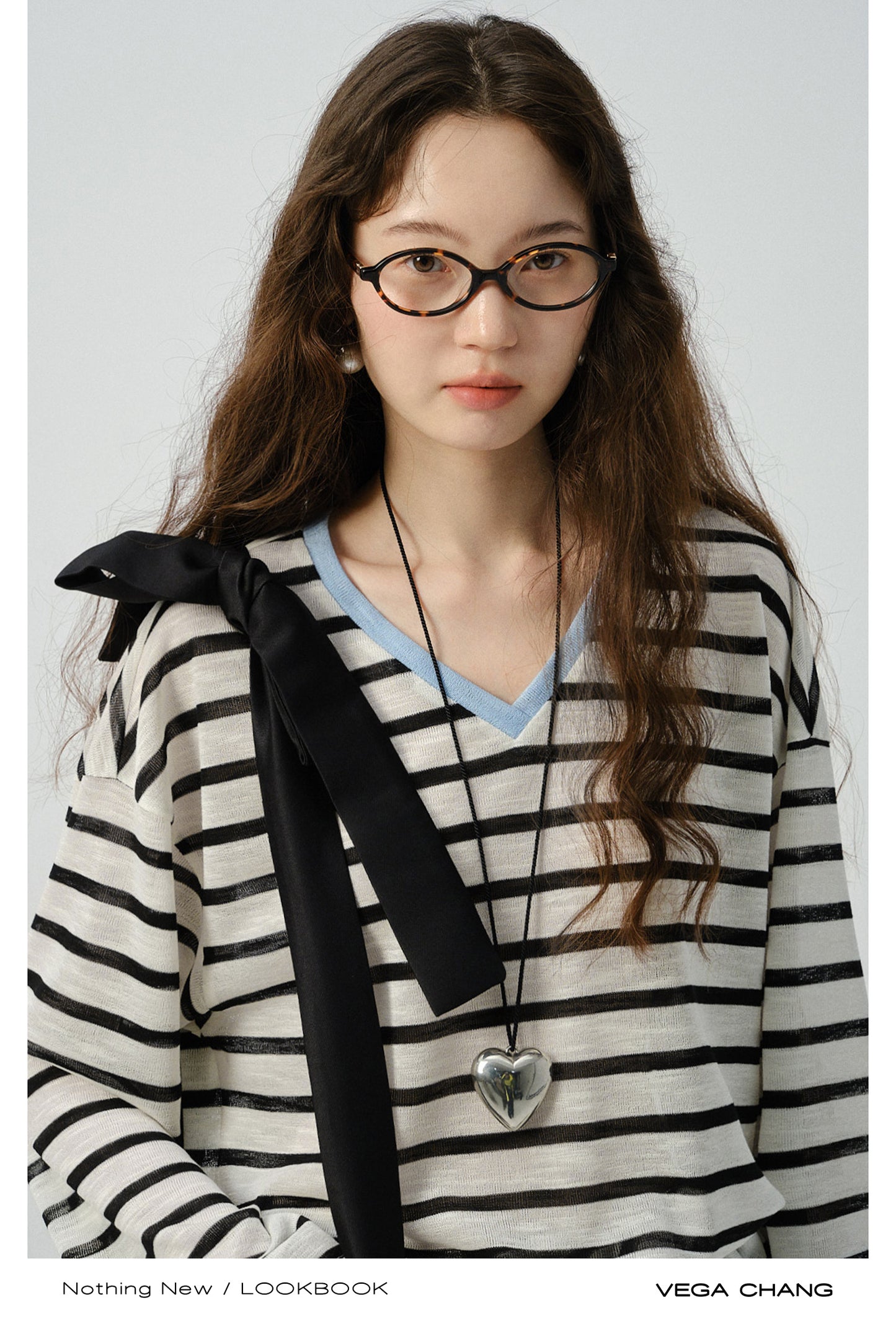 V-Neck Lightweight Knit T-Shirt In Stripes Or Plain