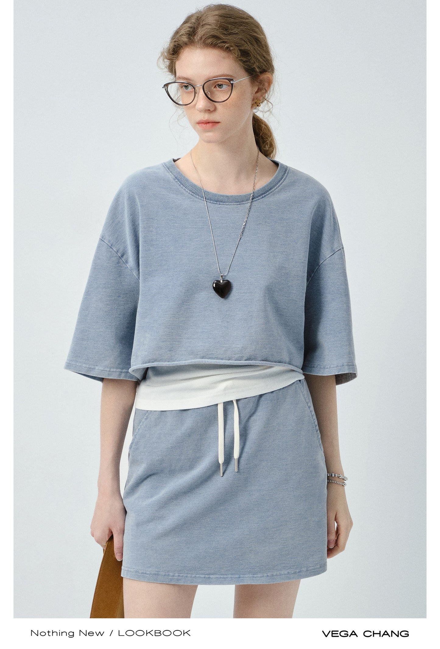 Washed Cotton Tee, Drawstring Skirt And Tank Top
