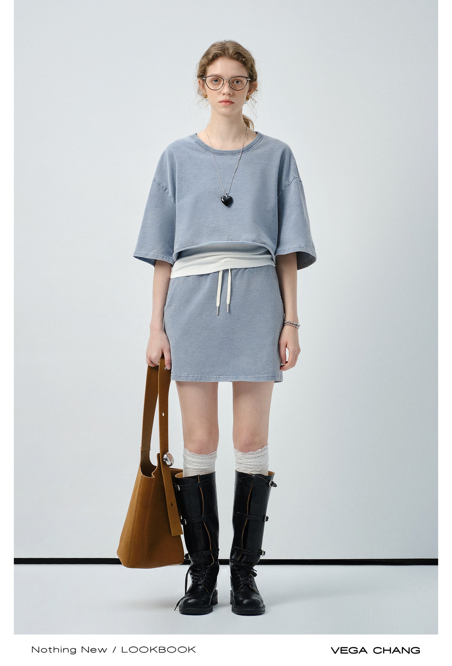 Washed Cotton Tee, Drawstring Skirt And Tank Top