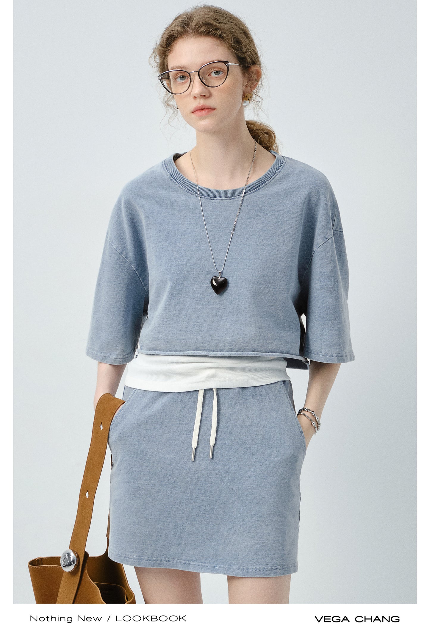 Washed Cotton Tee, Drawstring Skirt And Tank Top