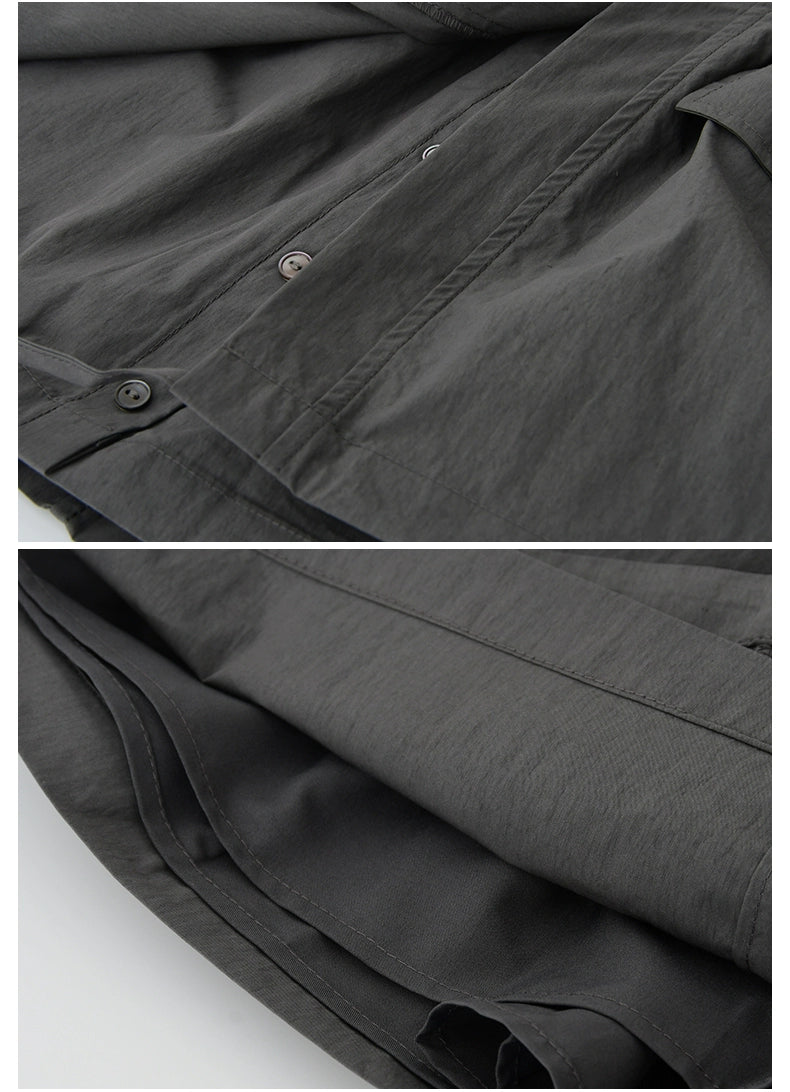 Nylon-Cotton Blend Double-Layered Mini Skirt