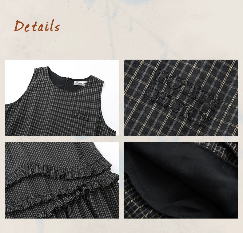 Plaid Sleeveless A-Line Mini Dress With Asymmetric Ruffles