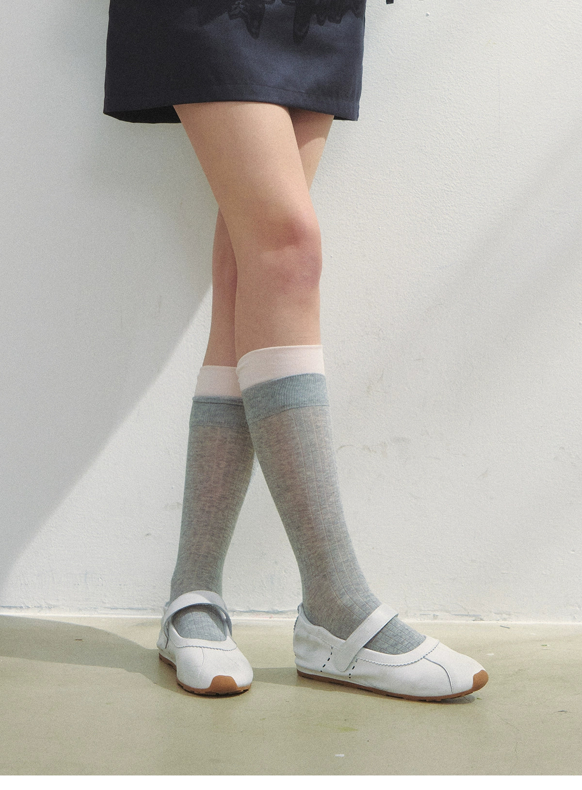 Contrast Stacked Sheer Socks