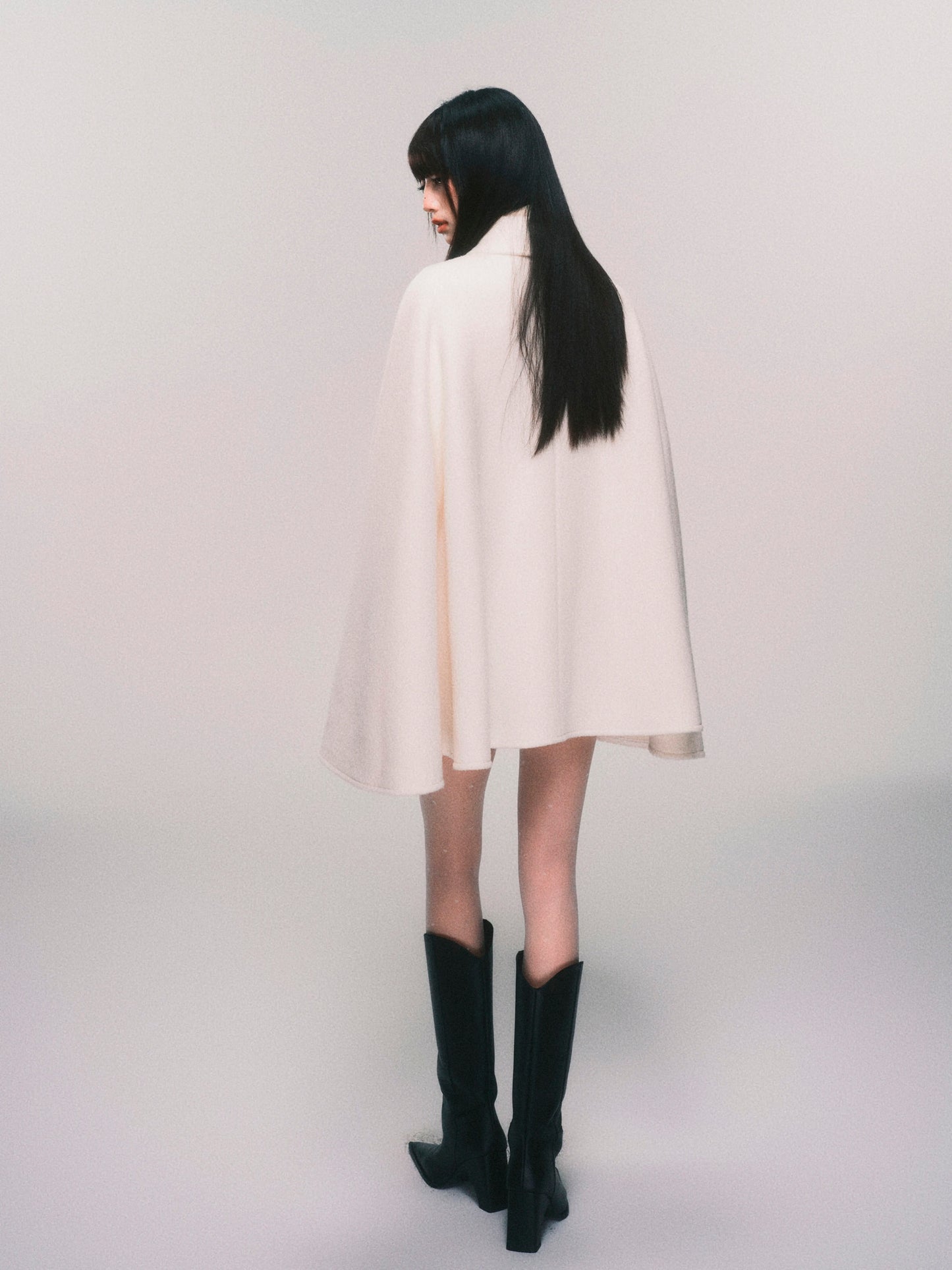 100% Wool Double-Layered Cape Coat