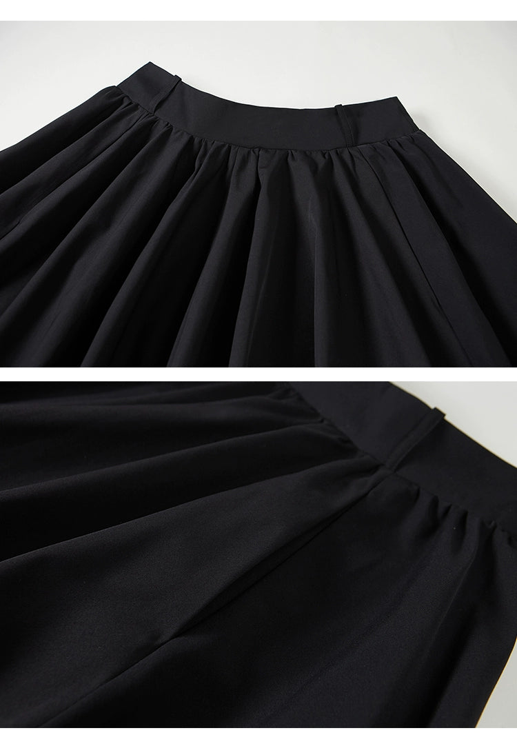 Draped Mid-Length Flared Zip Skirt