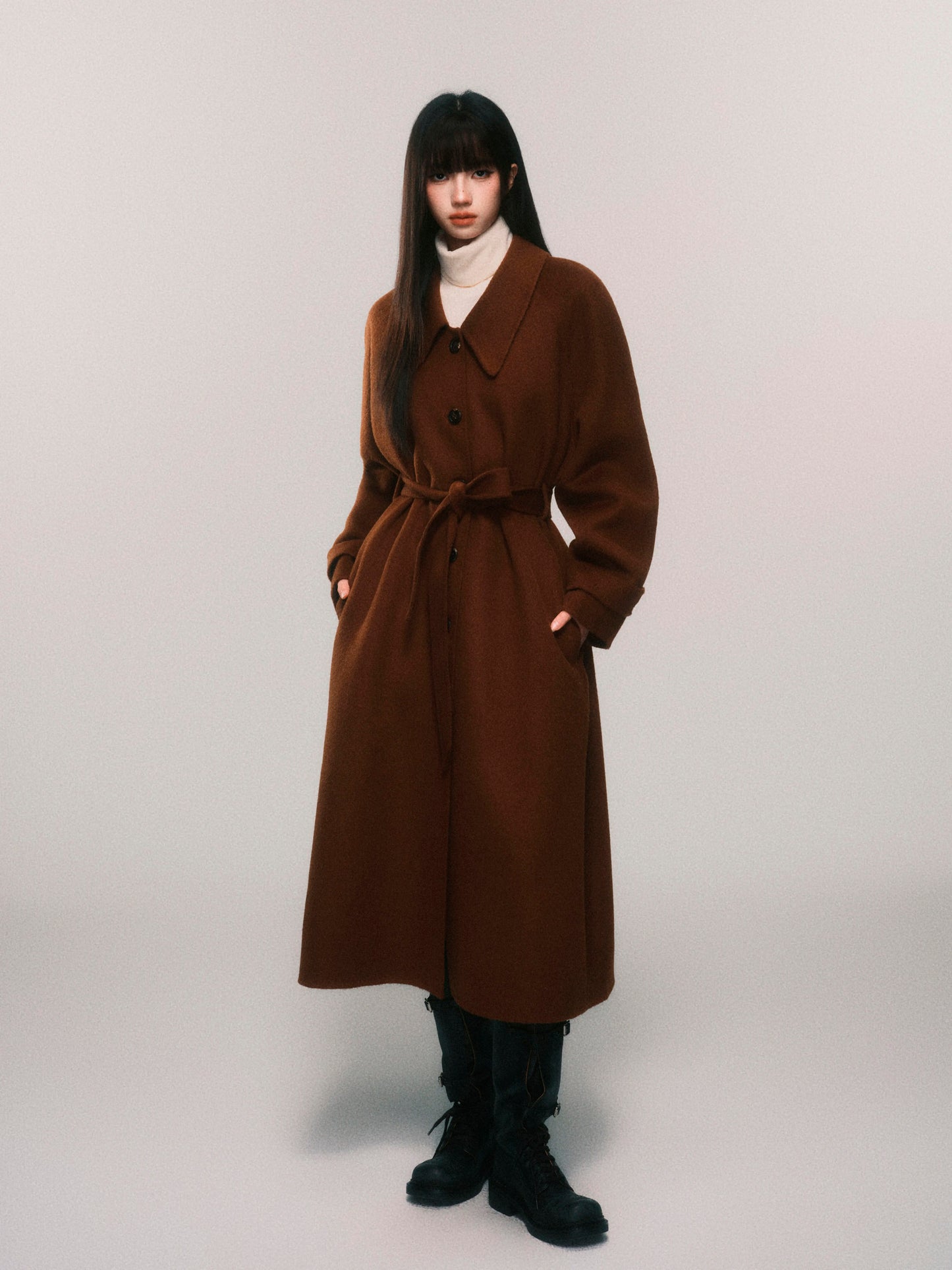 Alpaca And Sheep Wool Single-Breasted Belted Coat