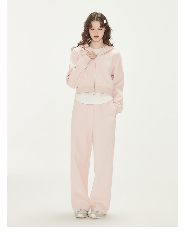 Zip-Up Hoodie And Sweatpants With Embroidered Label
