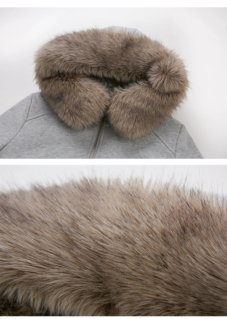 Mitten Pocket Hoodie With Removable Fur / Flared Pants
