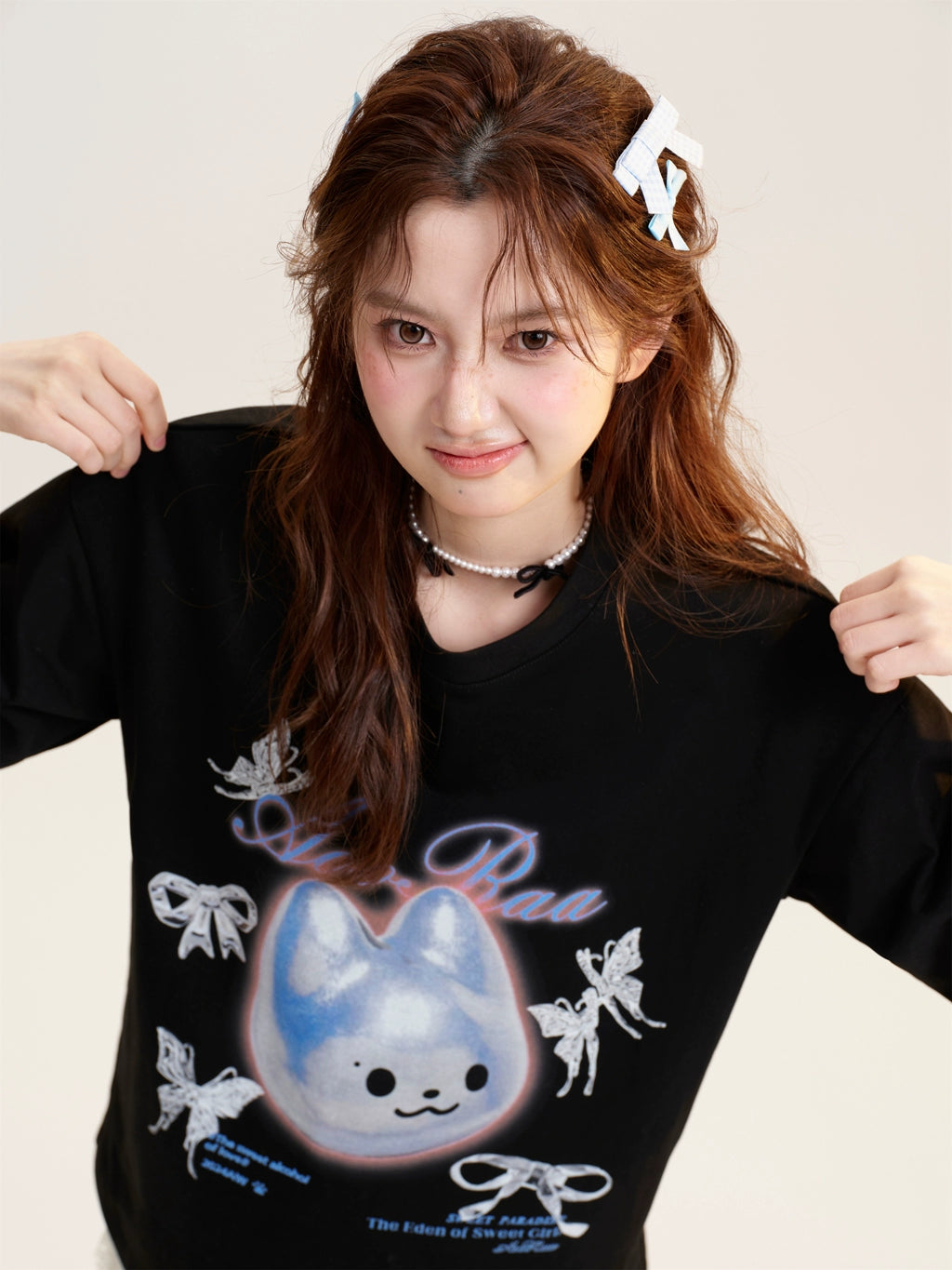 Kawaii Cyber Cat Graphic T-Shirt