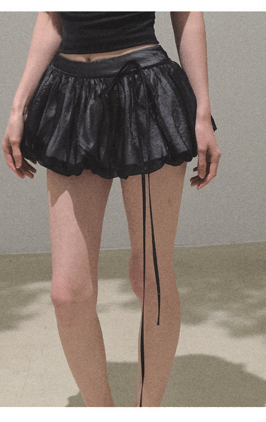 Micro Shorts With Detachable Bubble-Hem Layer